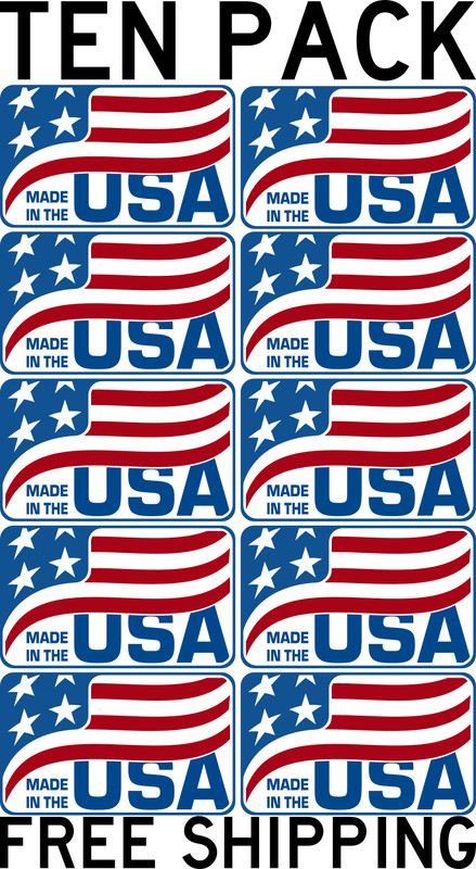 TEN PACK MADE IN THE USA AMERICAN FLAG BADGE DECAL STICKER LABEL FREE SHIPPING