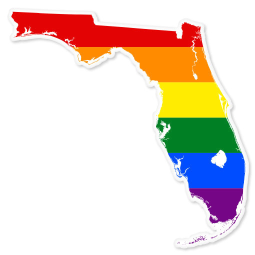 Florida Gay Flag car bumper sticker window decal 5″ x 5″