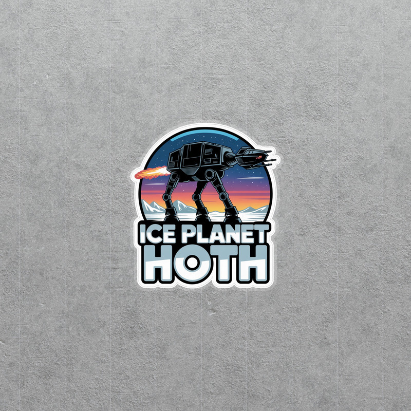 Sci-Fi Ice Planet Retro Art Vinyl Sticker Decal for Laptops, Water Bottles & Mor