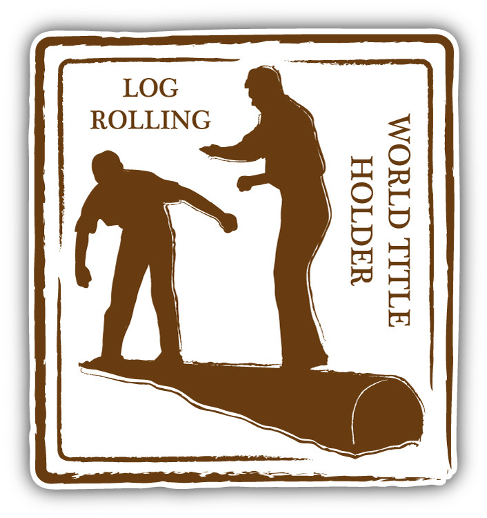 Log Rolling Sport Retro Passport Stamp Car Bumper Sticker Decal – 3” or 5”