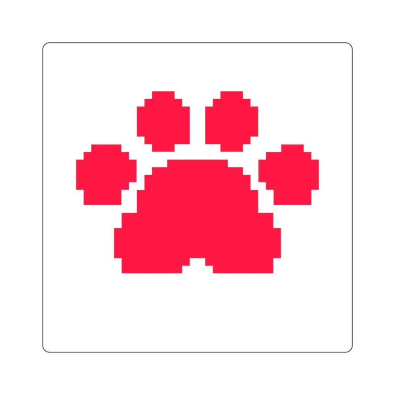 Square Stickers 3 x 3 Cute Retro 8-Bit Pixel Art Furry Paw Design