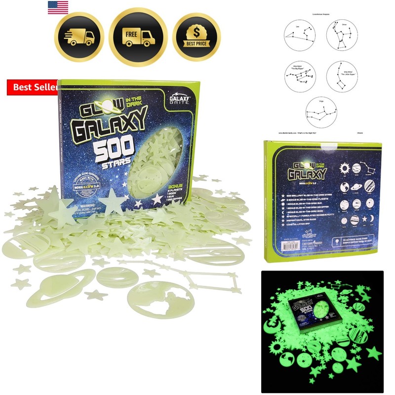Glow in The Dark Stars for Ceiling, 500-Count, Largest Ceiling Glow Stars Ass…
