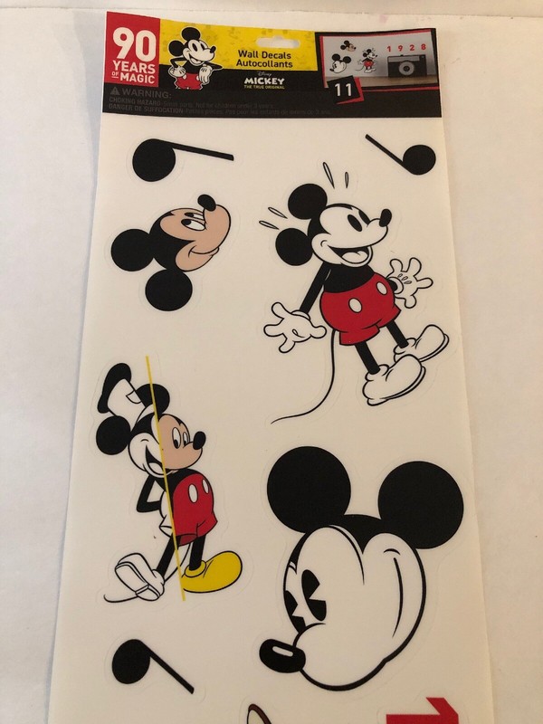 Mickey Mouse wall stickers 11 re-position-able decals room decor 6" X 17" sheet gallery