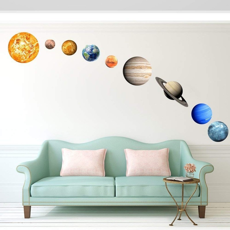 9pcs Removable Glow in The Dark Planet Wall Stickers Sun Earth and so on Glow... gallery
