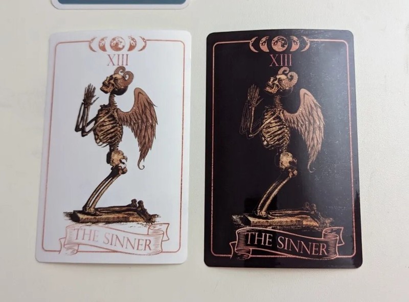 THE SINNER tarot 'card' die-cut printed vinyl sticker black or white gallery