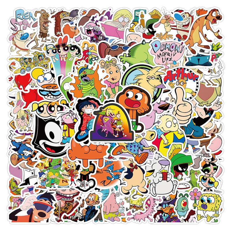 100Pcs 90s Cartoons90 Cartoon Sticker for Adults Teens Girls Water Bottles