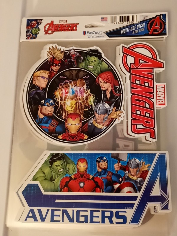 NEW🎁 AVENGERS MARVEL WINCRAFT MULTI-USE DECAL 3 FAN PACK STICKERS