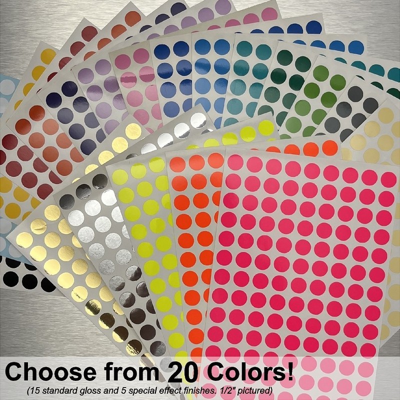 Polka Dot Self Adhesive Gloss Vinyl Stickers Choose from 20 Colors and 4 Sizes