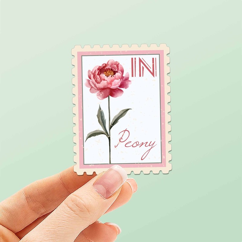 Indiana State Flower Peony Sticker - IN Vintage Stamp Decal for Laptop gallery