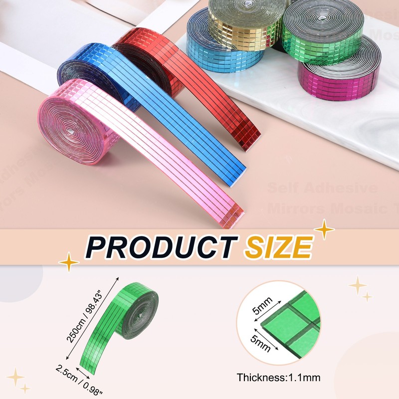 5x5mm Self Adhesive Mirrors Mosaic Tiles, 2500 Pcs Mosaic Sticker, Green gallery