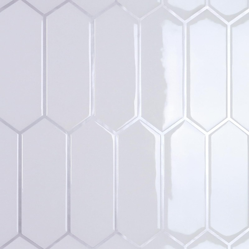 CRE8TIVE 4 Sheets White Long Hexagon Peel and Stick 12″x12″ (4-Sheets),