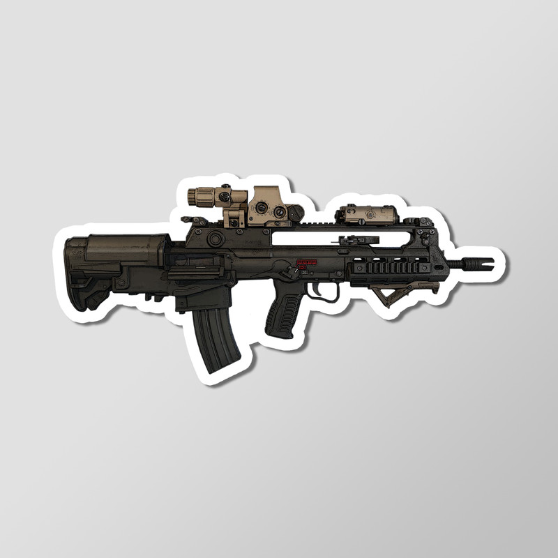 VHS-2 Bullpup Rifle Gun Art – Laptop Sticker Vinyl 4″ Wide
