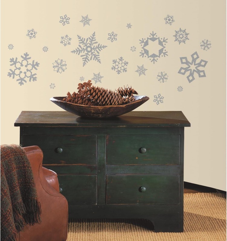 Transform Your Home with 47 Irregular Glitter Snowflake Wall Decals - Easy Apply gallery