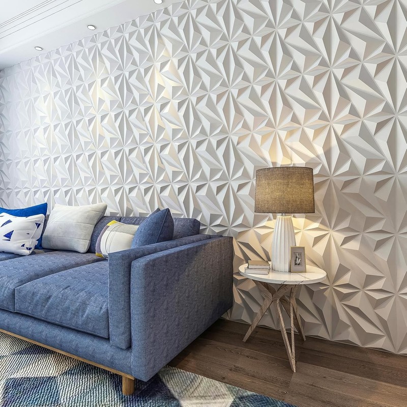PVC 3D Wall Panels - 33 Pack Stylish Diamond Design for Indoor Use gallery