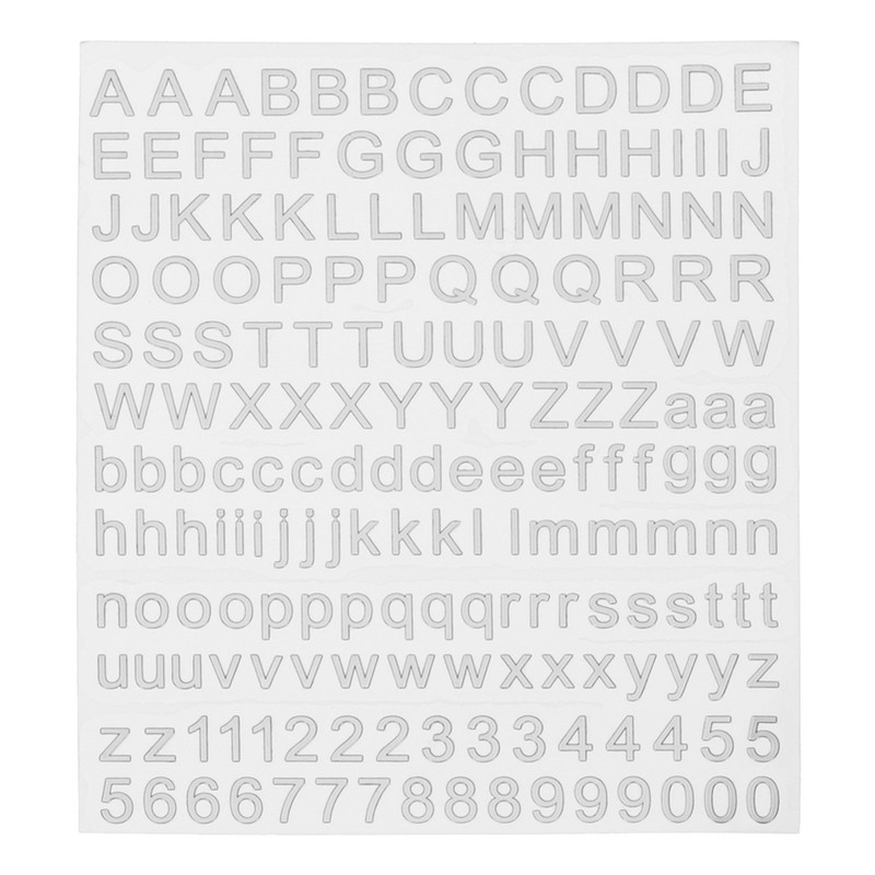 Alphabet Letters Number Resin Stickers 3D Small A to Z 1 to 9 Silver Sticker