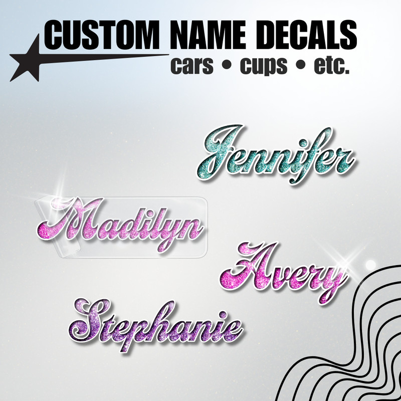 Custom UV DTF Name Decals | Glitter Style Personalized Stickers for Cups Tumbler gallery