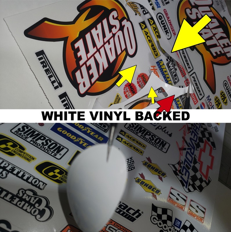 White Vinyl Sticker Sheet 5 Bullet-R/C MODEL Decal 1/24-1/16 Scale CUT traxxasf1 gallery