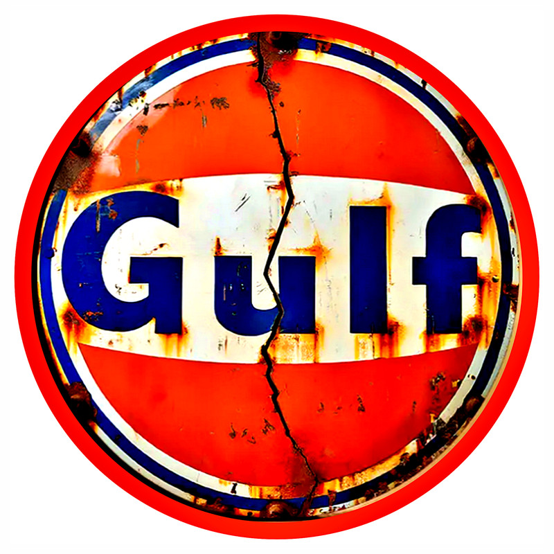 Gulf Oil Sign Decal Sticker -.Gulf Oil 50’s, 60’s Vintage Replica Gulf Girl