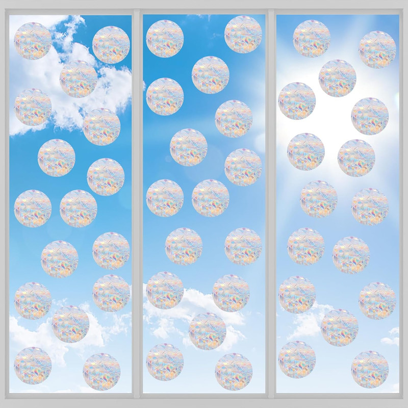 90 Pcs Circle Window Decals to Prevent Bird Strikes - Anti-Collision Window S...