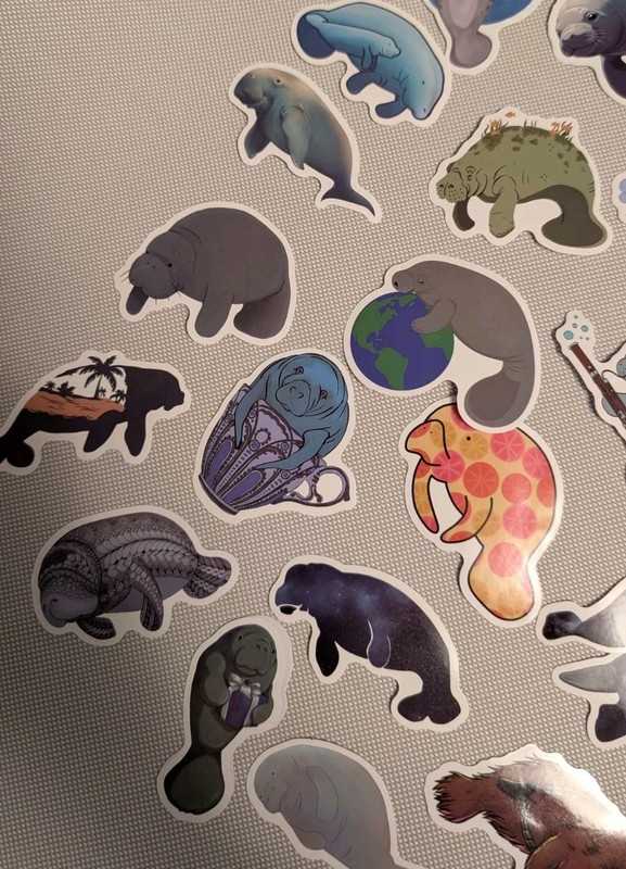 MYSTERY MIXED LOT OF 10 MANATEE GRAPHIC DECAL STICKER ART CAR WALL LAPTOP DECOR gallery