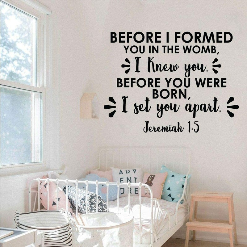 Jeremiah 1:5 In The Womb Bible Quote Vinyl Wall Art Sticker for Home Room Decals