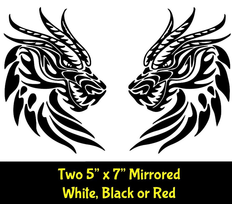 Dragon Pair Mirrored Vinyl Decal Car Truck Window Tumbler Laptop Tablet Notebook