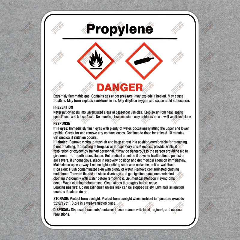 Propylene Safety Sign Sticker OSHA Compliant Hazard Warning for #883888