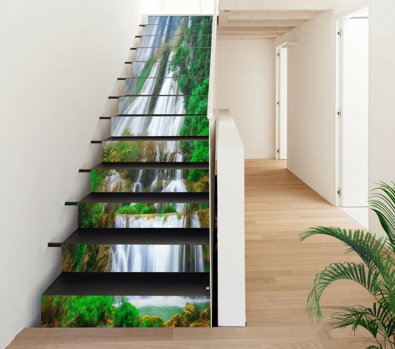 3D Waterfall View 457NA Stair Risers Decoration Photo Mural Decal Wallpaper Fay