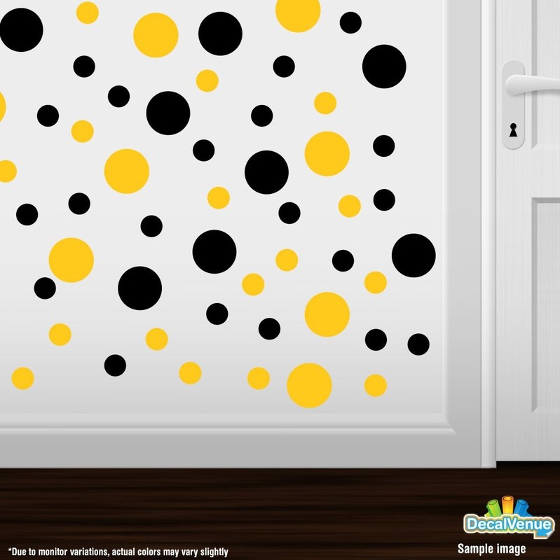 Black/Yellow Vinyl Wall Stickers - 2" & 4" Circles (30 Decals) gallery