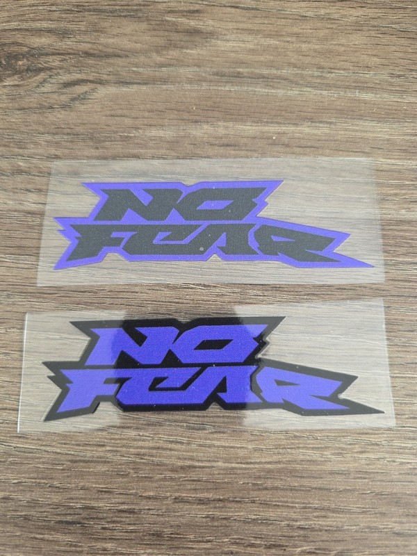 2X NO FEAR Purple & Black Outlined Raised UV DTF DECAL STICKER Waterproof 4in