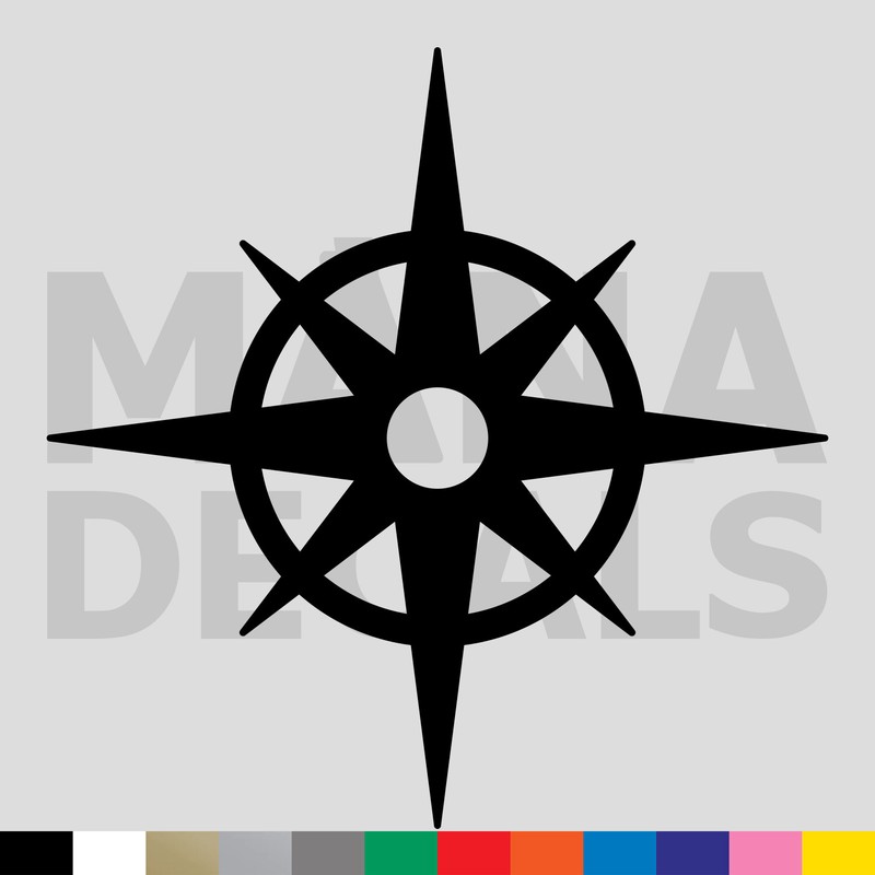 Compass Vinyl Die Cut Decal Sticker – Nautical Boat Ship Sea Ocean Travel