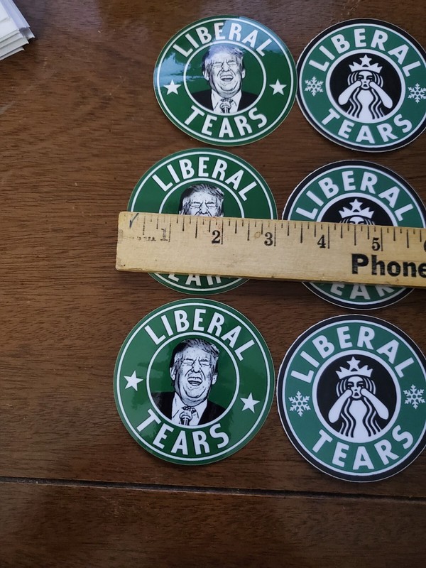 LIBERAL TEARS STICKERS 6 PACK LOT 3 inch Round DECALS Vintage Retro Star Bucks gallery