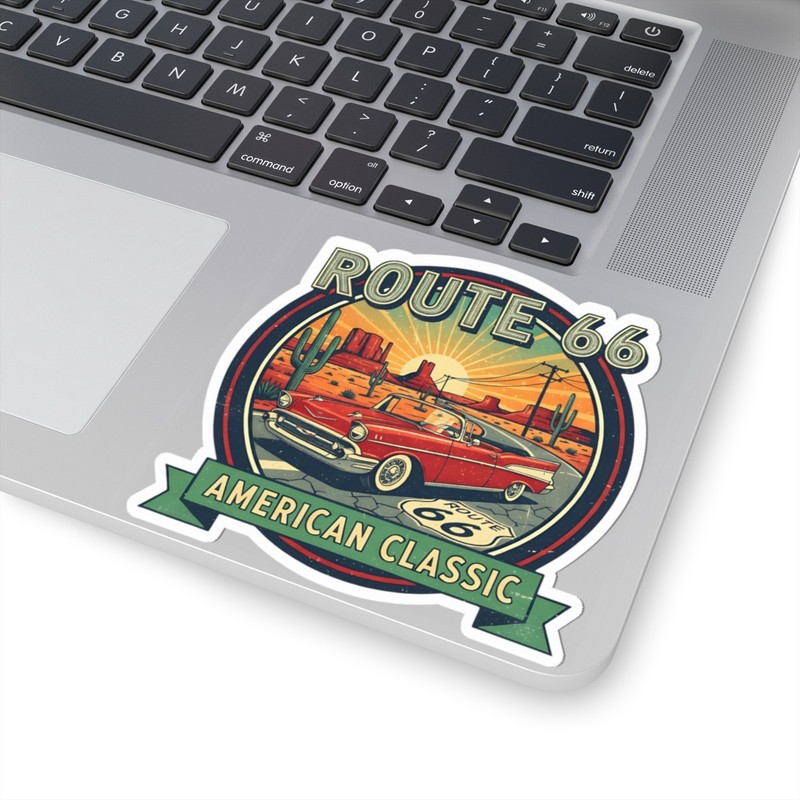 Route 66 Vintage Kiss-Cut Stickers, American Classic Decals, Car Lover