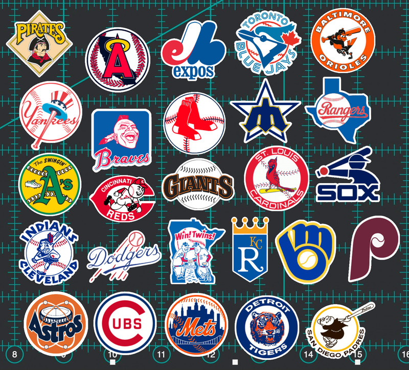 26 Retro 70’s/80’s MLB Logo Sticker Pack – Clear, Holographic, or White- Yankees