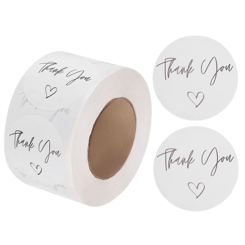 500 Pcs Thank You Stickers, 1.5″ Self Adhesive Round White Style N