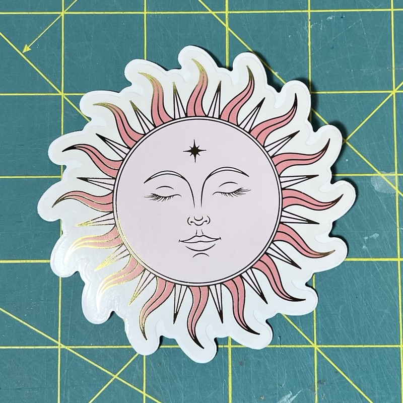 Sun Vinyl Diecut Sticker UV Fade Resistant Dishwasher Safe 3.5” X 3.5”