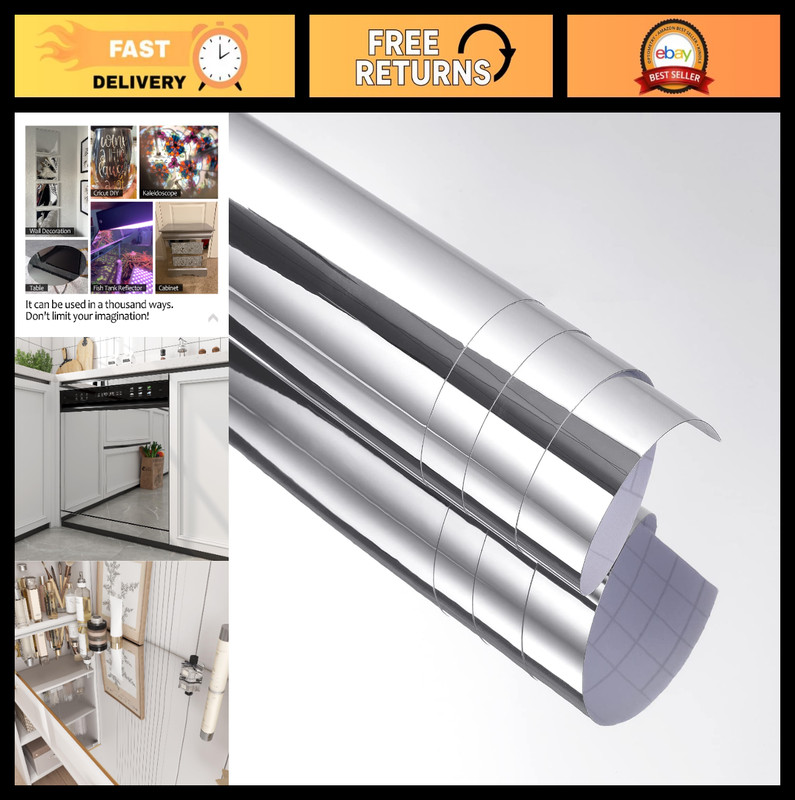 Flexible Mirror Stickers for Walls – Self-Adhesive Silver Peel & Stick Decor 12″