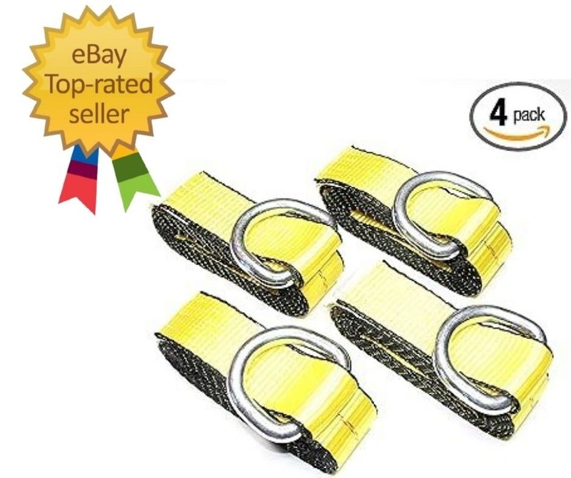 Pack of 4) 2″ X 8 Ft Lasso Tow Strap with D Ring Auto Hauler Tie Down