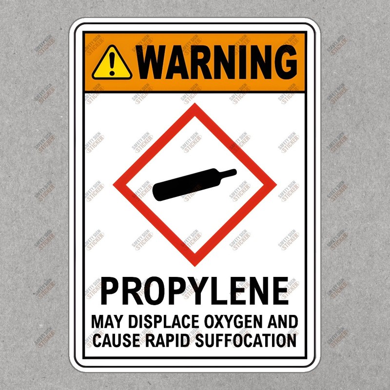 Warning Safety Sign Sticker Propylene Hazard Rapid Suffocation Risk #134962