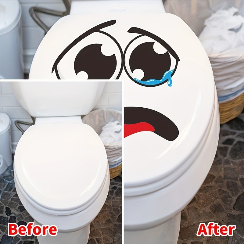 Lightweight Adaptable Compact Funny Crying Face Toilet Sticker for Bathroom Home gallery