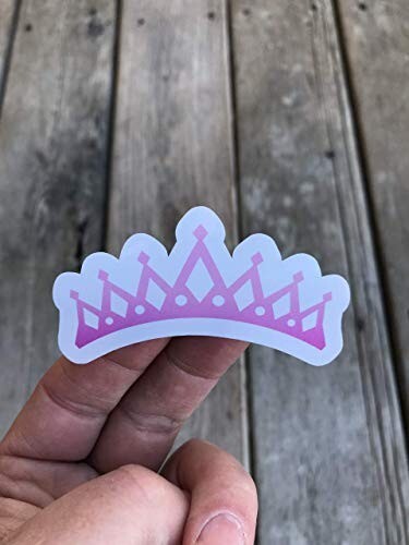 Pink Crown Tiara Princess Sticker Laptop Vinyl Decal Water Bottle Phone Sticker