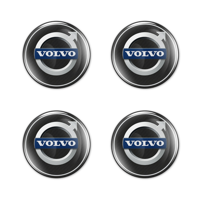 Volvo Decals Stickers Glossy 4pcs Epoxy Rim Wheel Badge Center caps 15- 100mm