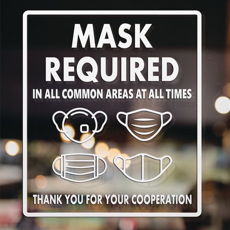 FACE MASK required Decal. Storefront and office Window Decal. Door Sign