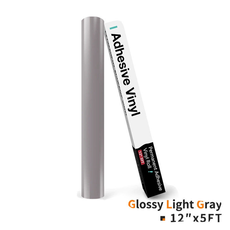 12″X 5ft Permanent Adhesive Vinyl Roll Glossy light gray Self-adhesive paper new