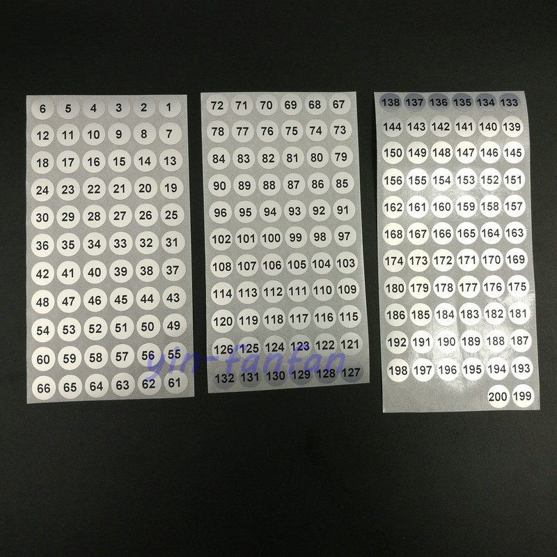 4000PCS Serial number from 1 to 200 Label Stickers 10mm Silver Waterpproof 0.4″