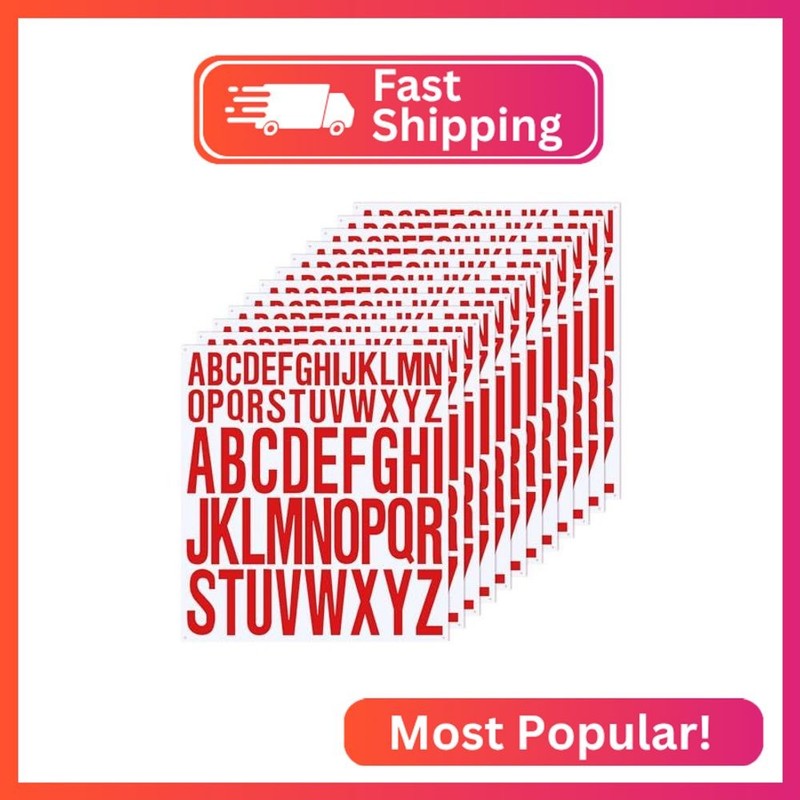 12 Pcs Letter Stickers, 24 Set Self Adhesive Alphabet Stickers, 1 Inch 2 Inch Wa
