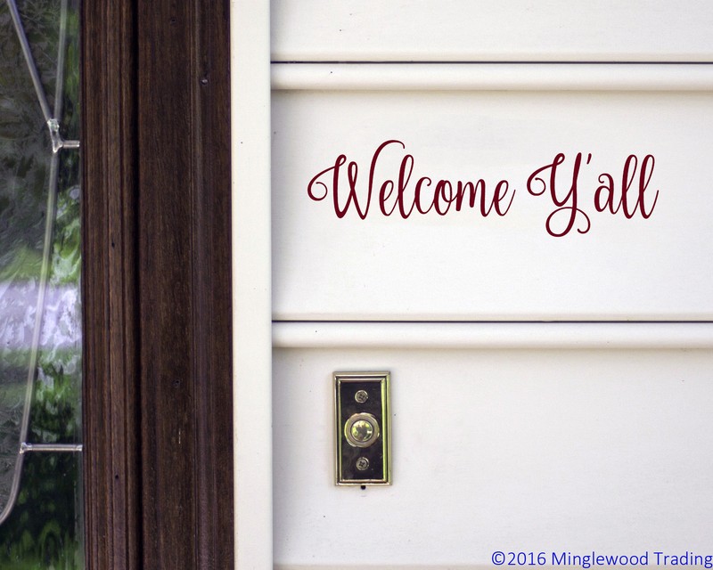 Welcome Y'all Vinyl Sticker - Front Door Porch Greeting - Die Cut Decal gallery