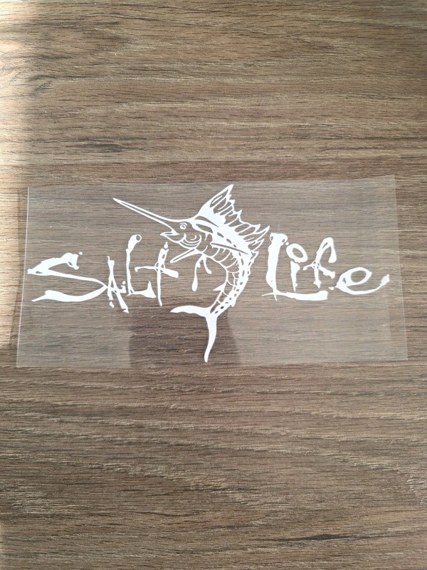 Salt Life Decal UV DTF Waterproof 7in White Made In USA