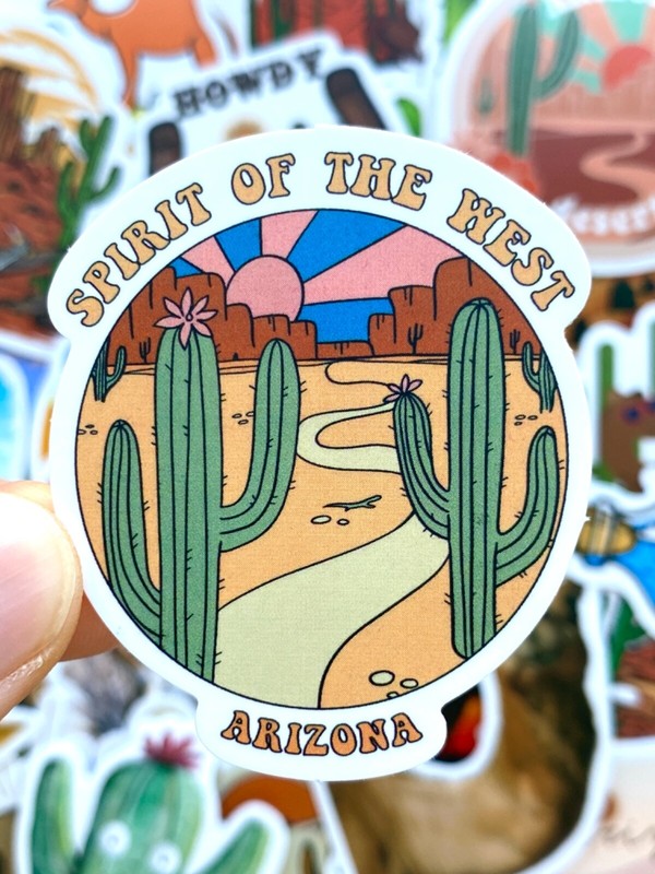 5-50 pcs Cactus Stickers, Retro Travel Arizona Canyon Camel Desert Vinyl Decals gallery