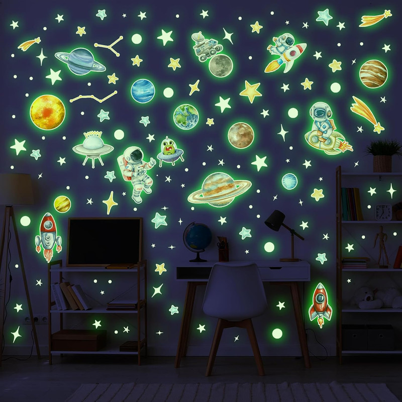 Glow in the Dark Stars and Planets Wall Decals 155 PCS for Ceiling Decor gallery